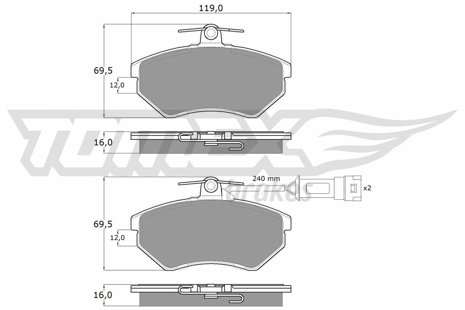 Sada brzdových platničiek kotúčovej brzdy TOMEX Brakes